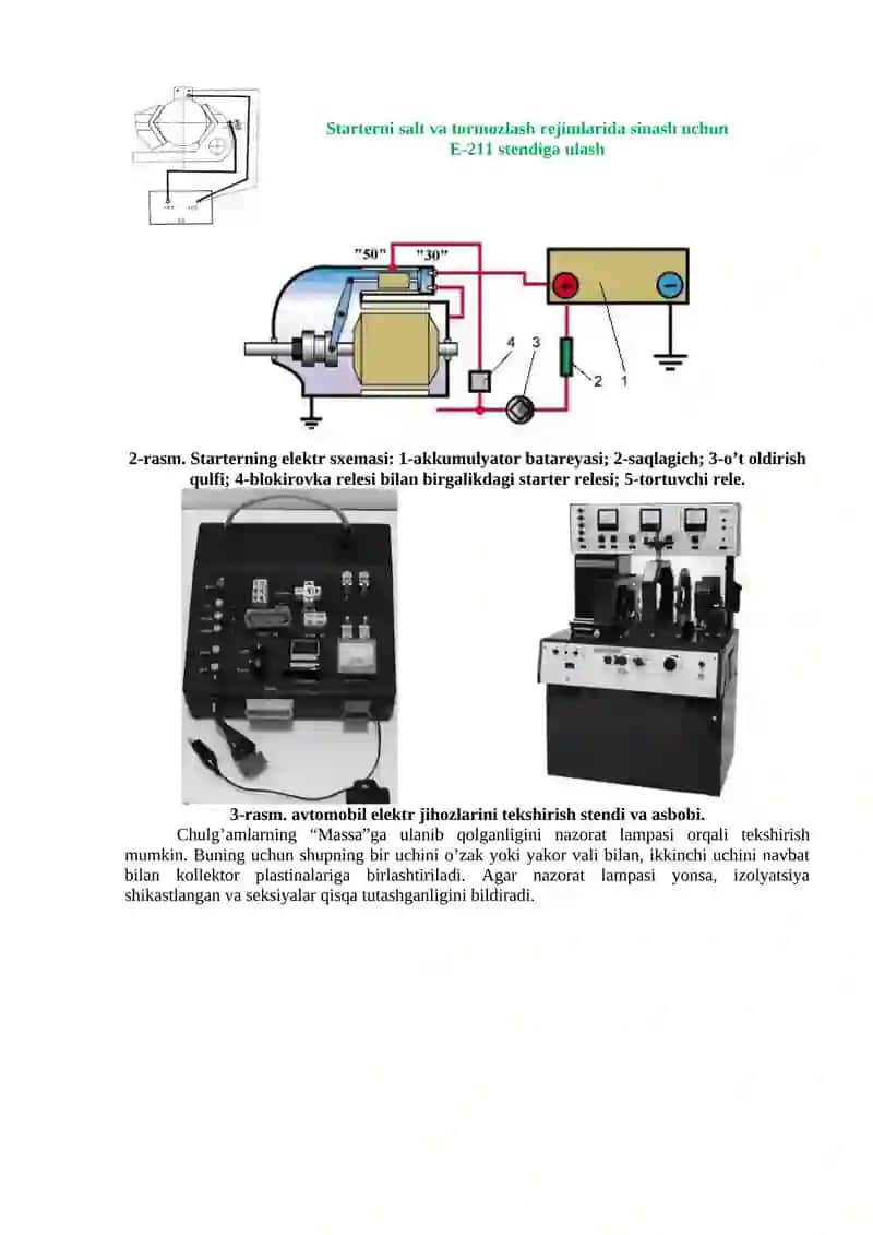 12-tajriba ishi. Avtomobilning elektr va elektron jihozlariga texnik xizmat ko'rsatish va ta'mirlash ishlari texnologiyasi 2