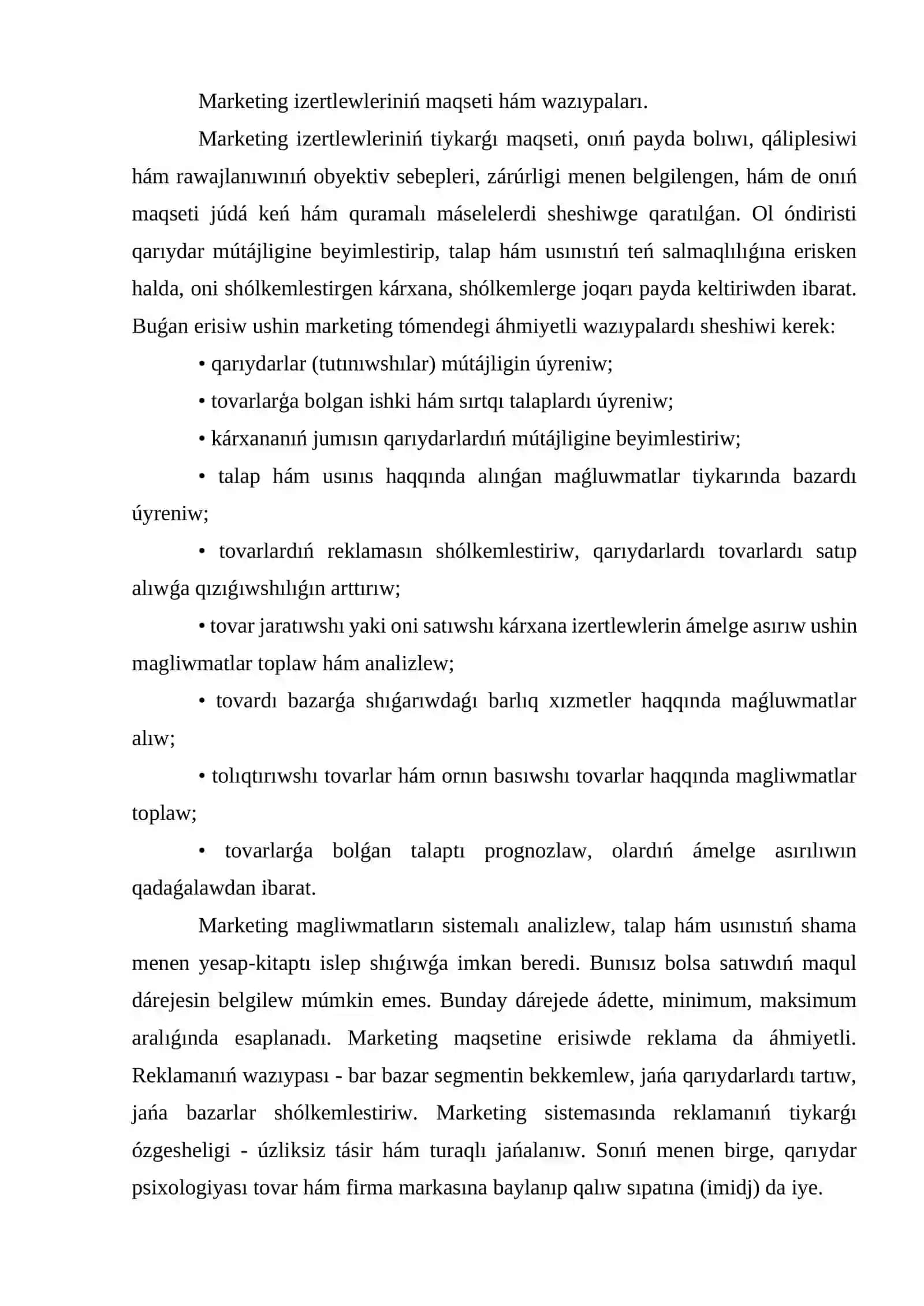Marketiń izertlewleri 2