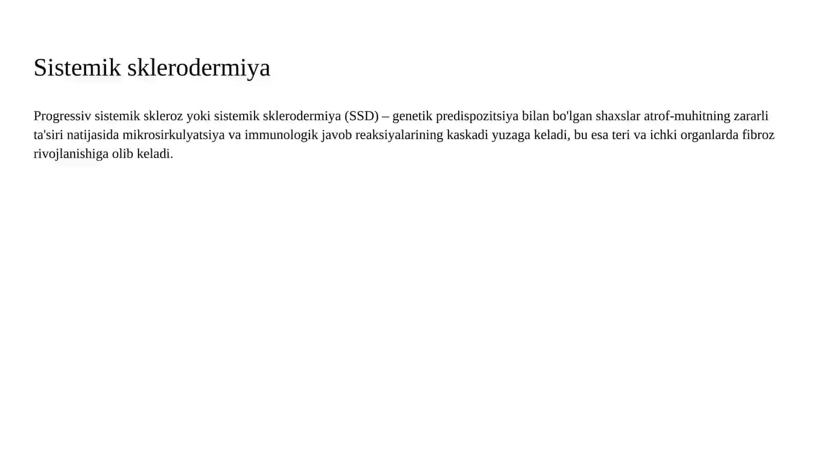 Sklerodermiyada o'pka interstitsial zararlanishi (1-variant) 2