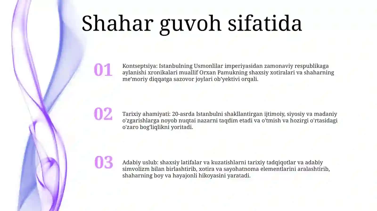 Ò.Pamukning Istambul Xotiralari Va Shahar Asari G'Oyasi 2