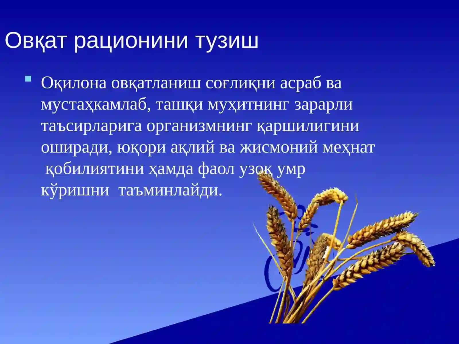 Овқат рационини тузиш 2