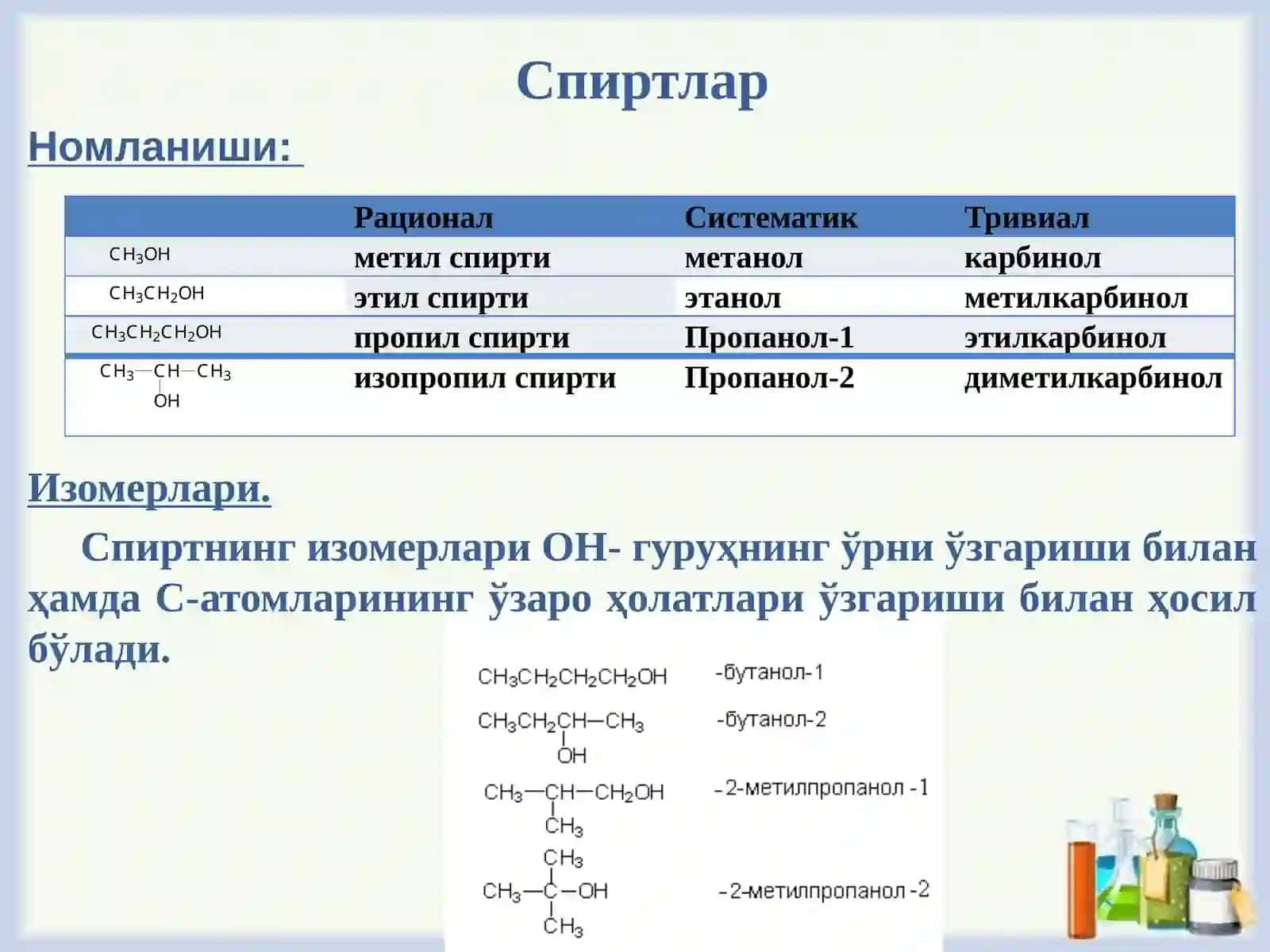 Углеводородларнинг гидроксилли хосилалари 2