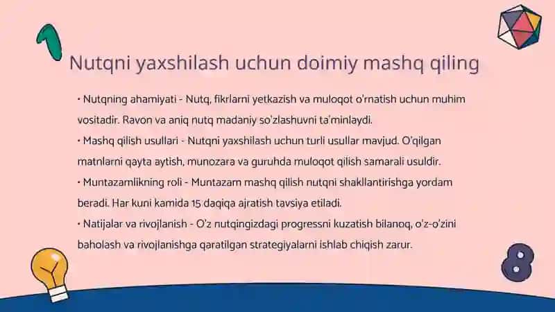 Nutqni yaxshilash uchun doimiy mashq 2