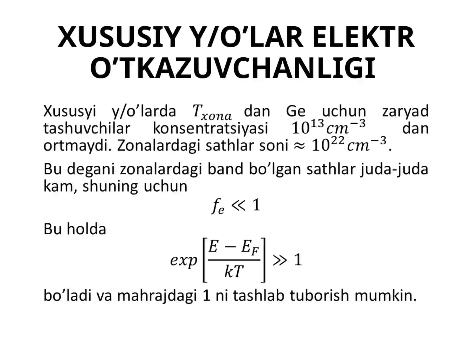 YARIM O’TKAZGICHLARDAGI TOK TASHUVCHILAR TABIATI 2