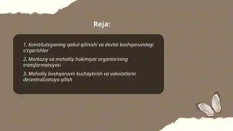 Mustaqillik yillarida davlat boshqaruvi tizimida amalga oshirilgan islohotlar 2