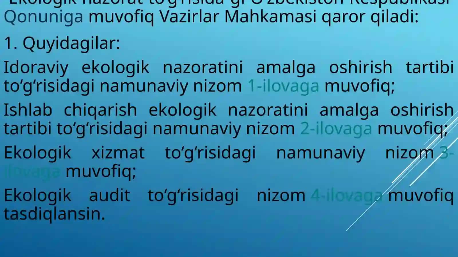 Ekologik nazorat to‘g‘risida 2