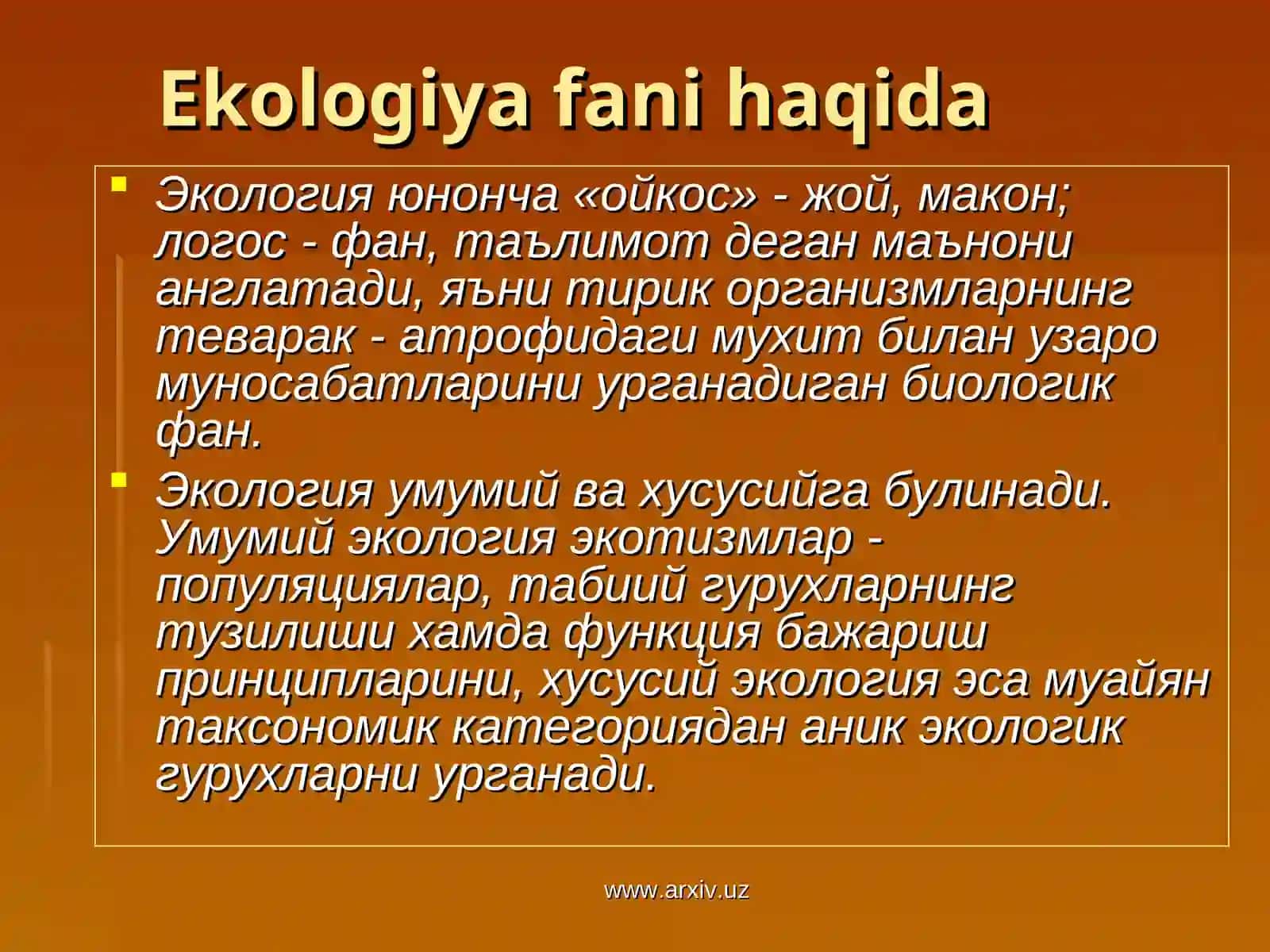 Ekologiya fani haqida 2