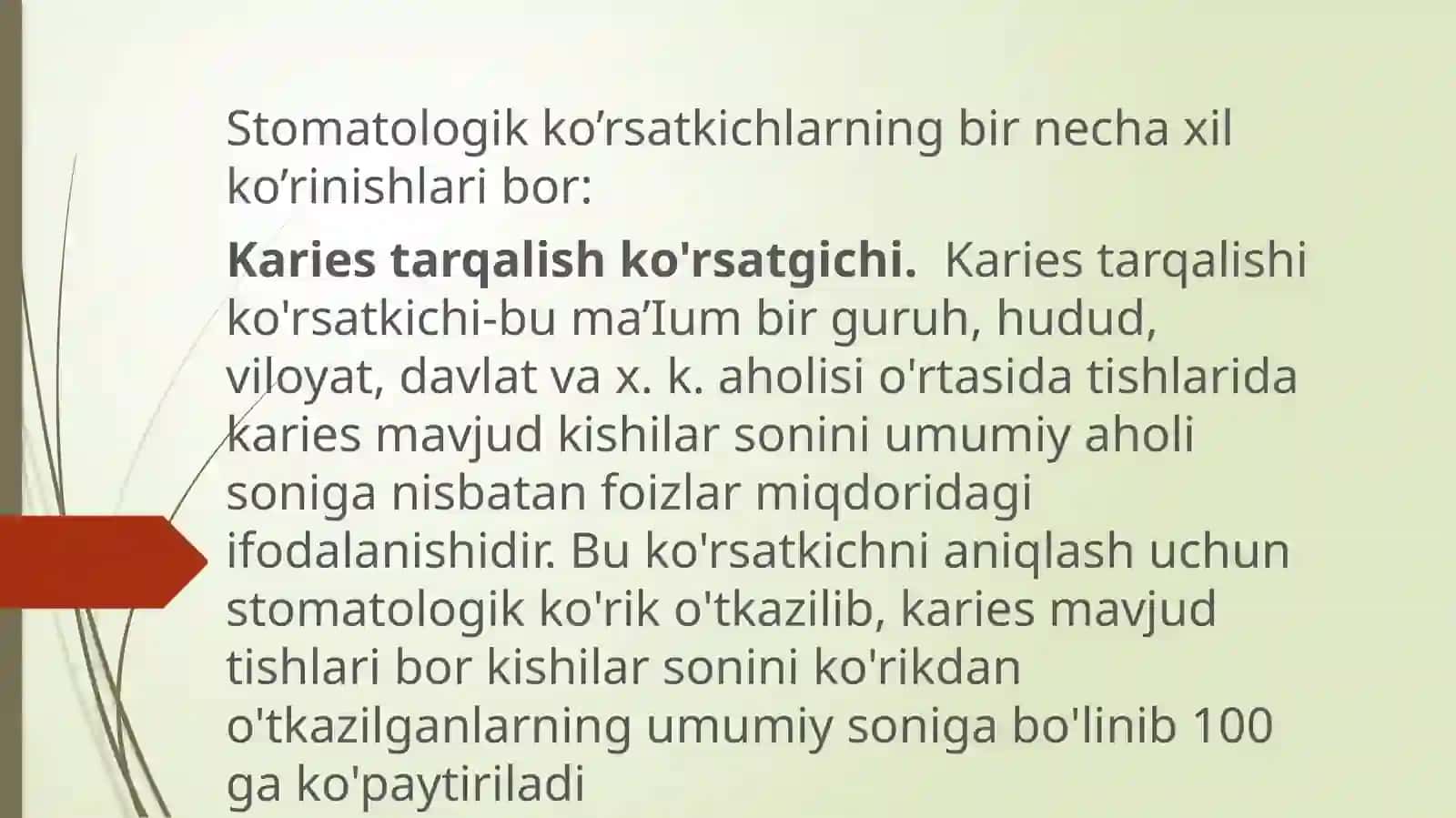 Stomatologik ko'rsatkichlar 2