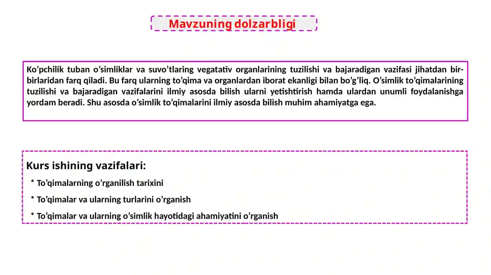 Tuzilishi va bajaradi vazifalari (O'simliklar biologiyasi) 2