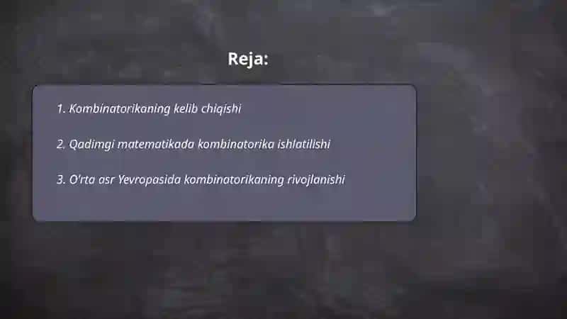 Kombinatorika fani rivojlanish tarixi 2