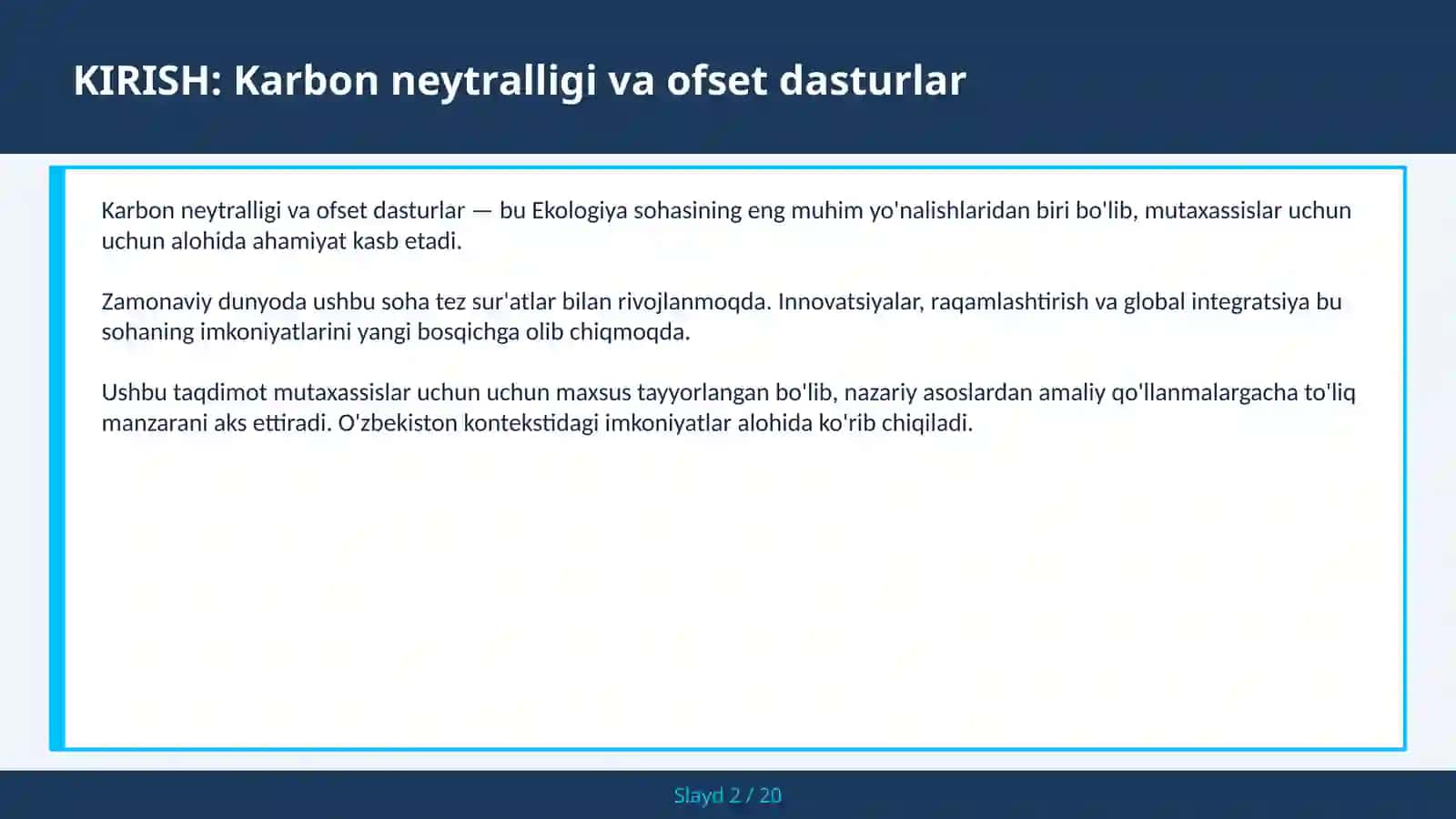KARBON NEYTRALLIGI VA OFSET DASTURLAR 2