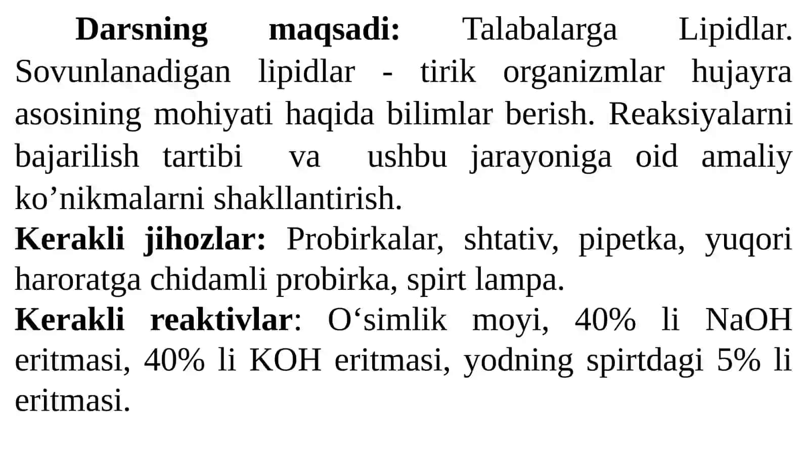 MAVZU:LIPIDLAR. SOVUNLANADIGAN VA SOVUNLANMAYDIGAN LIPIDLAR 2