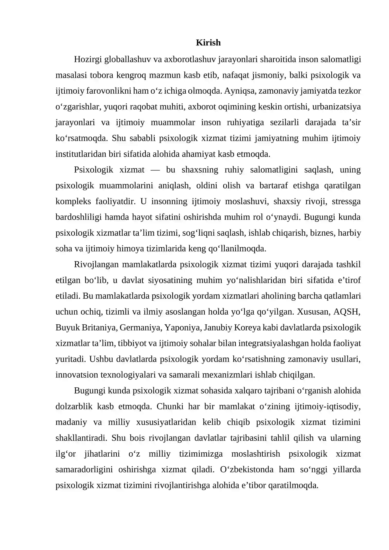 BOSHQA MAMLAKATLARDAGI PSIXOLOGIK XIZMAT TAJRIBALARI 2