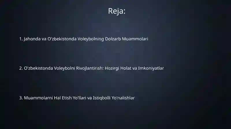 Jahon va O'zbekistonda voleybol: Dolzarb muammolar va tendentsiyalar 2