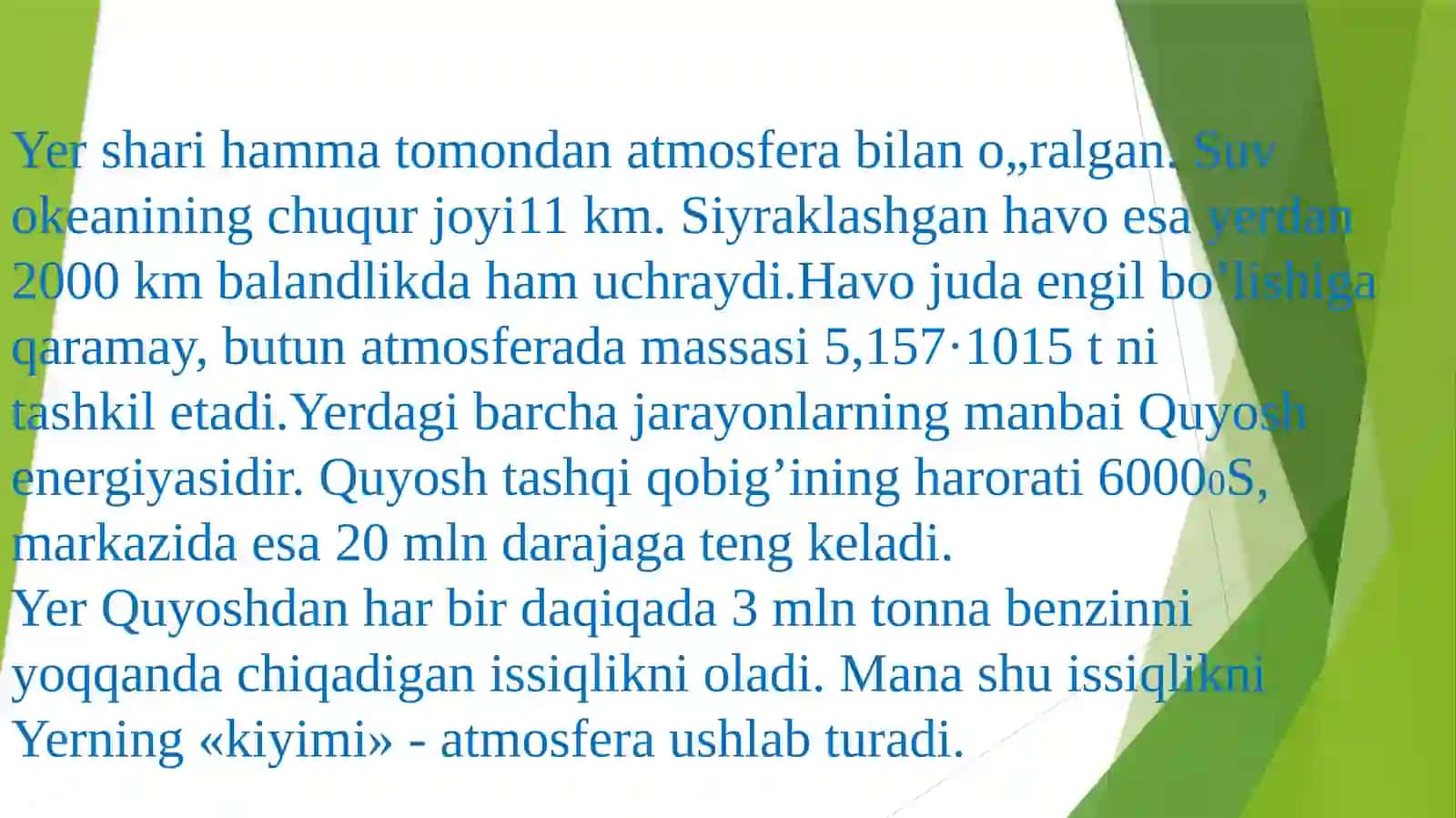 Atmosferaning tarkibi 2