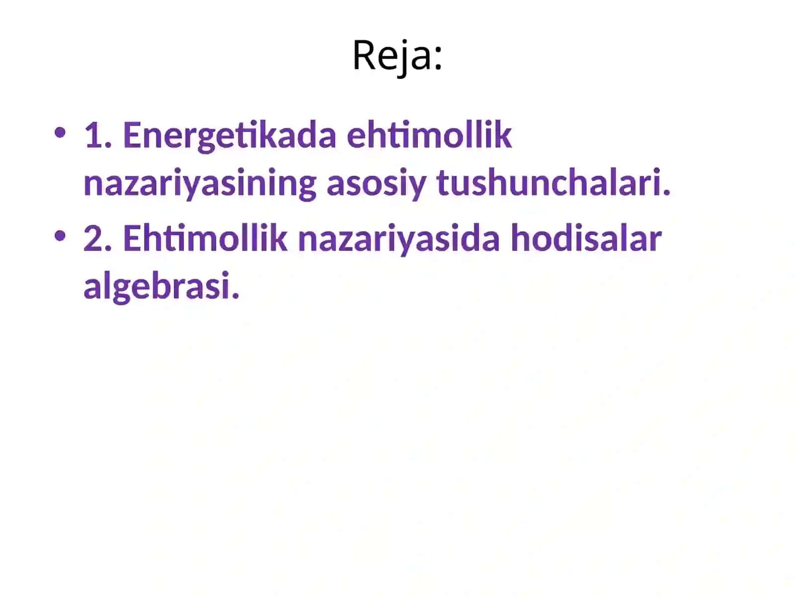 Energetikada Ehtimollik Nazariyasinin Asosiy Tushunchalari 2