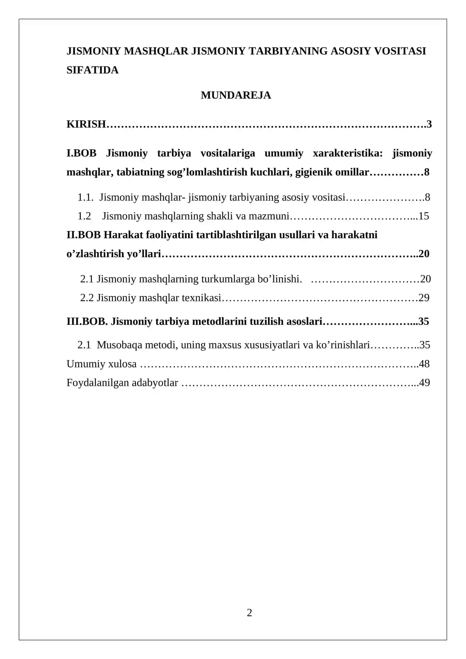 Jismoniy madaniyat nazariyasi va metòdikasi 2