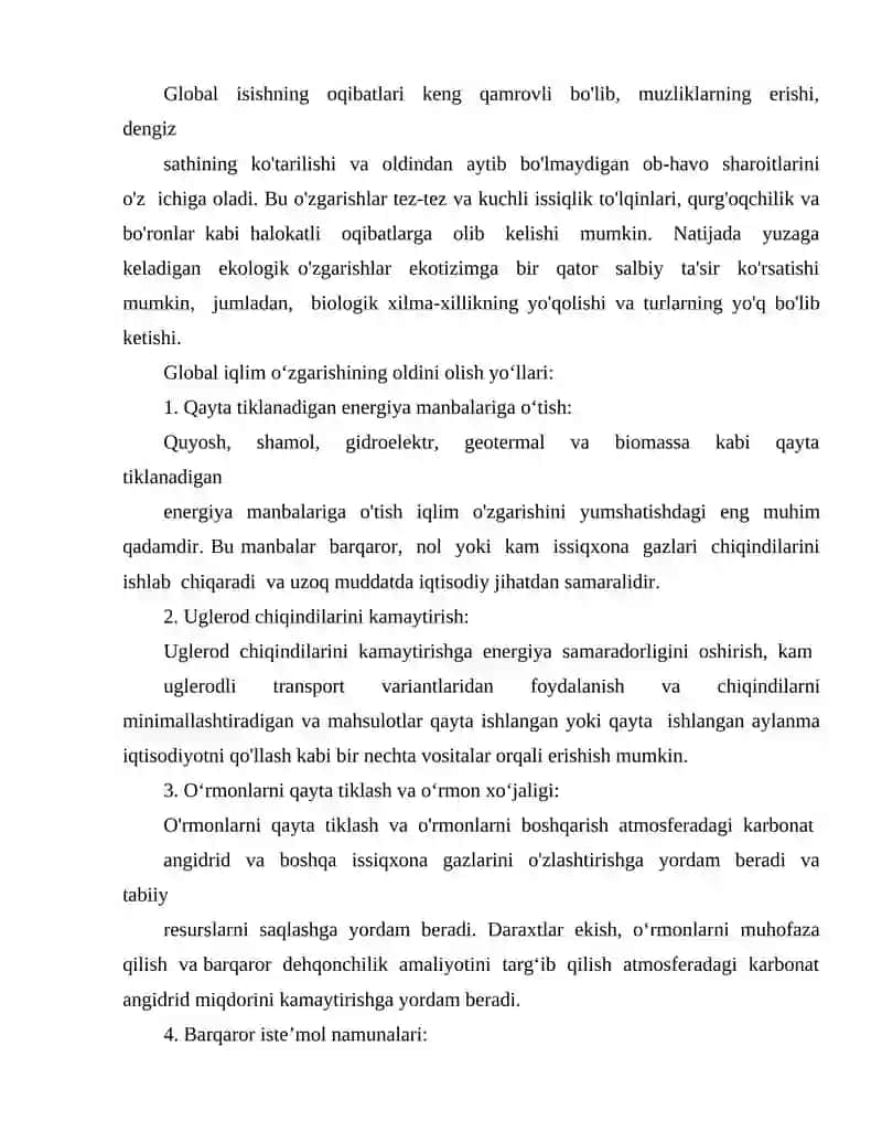 Iqlim o'zgarishi oqibatlari 2
