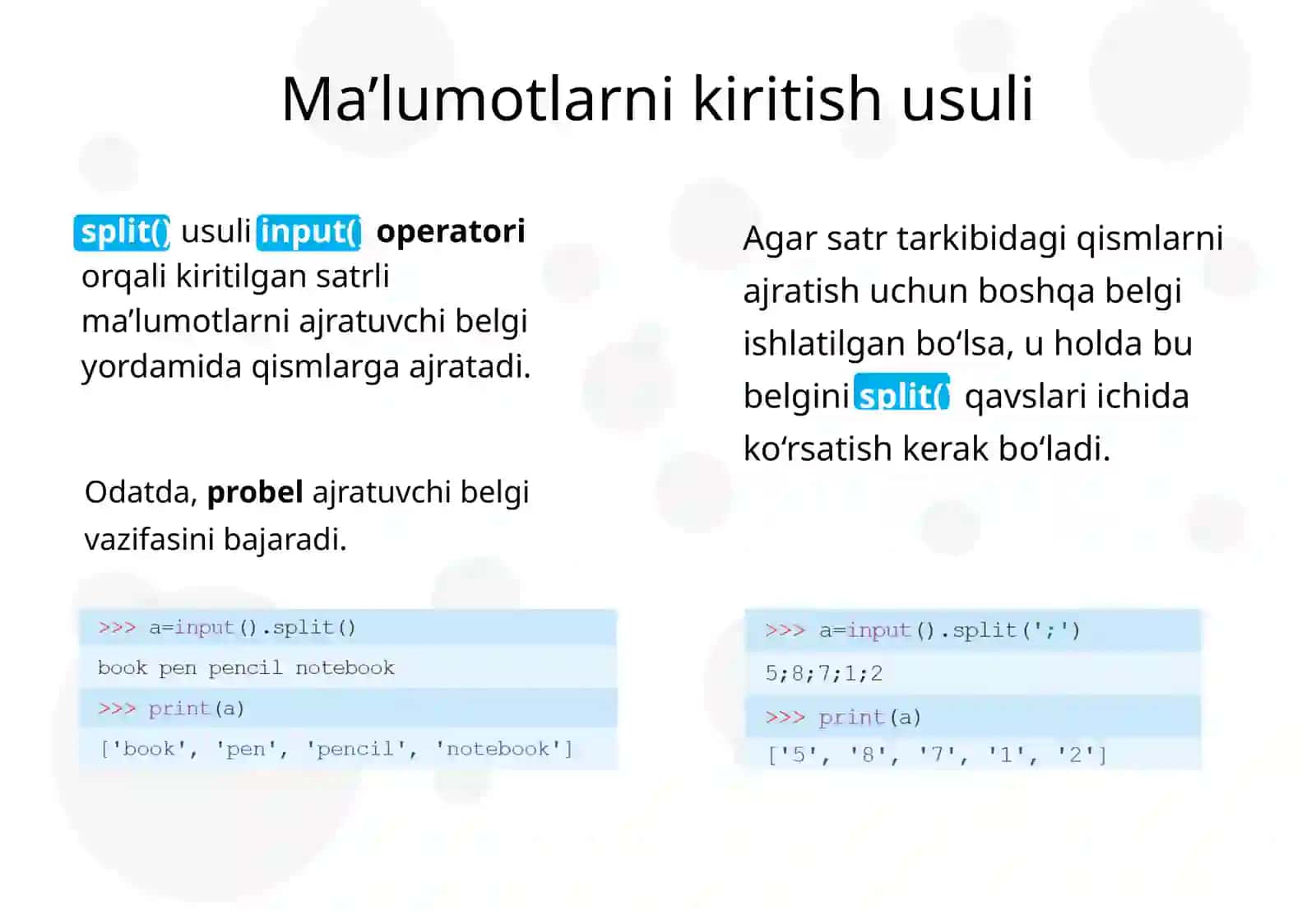 PYTHONDA OPERATOR VA IFODALAR 2