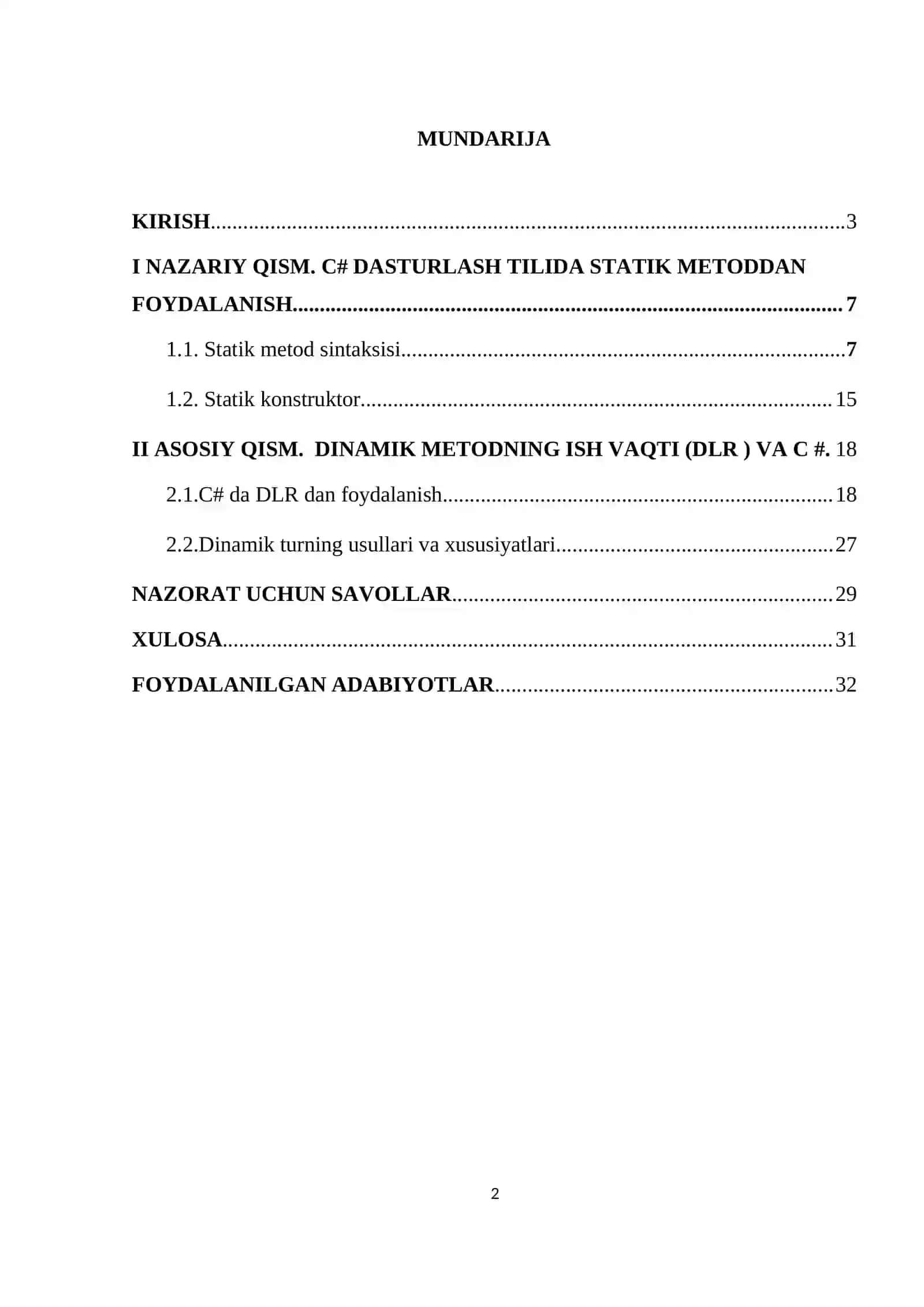 Statik va dinamik metodlar 2