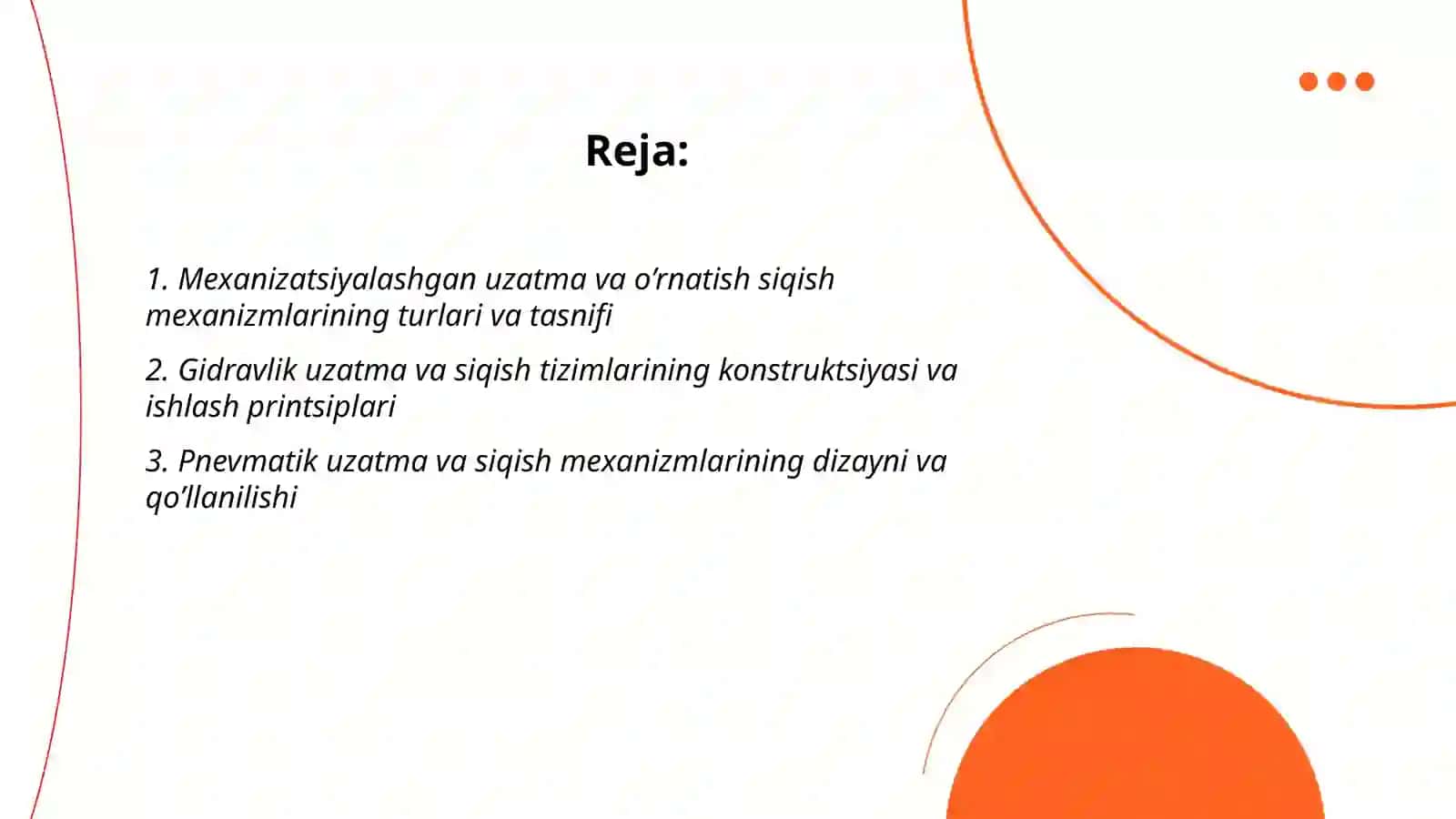 Mexanizatsiyalashgan uzatma va o’rnatish siqish mexanizmlari 2