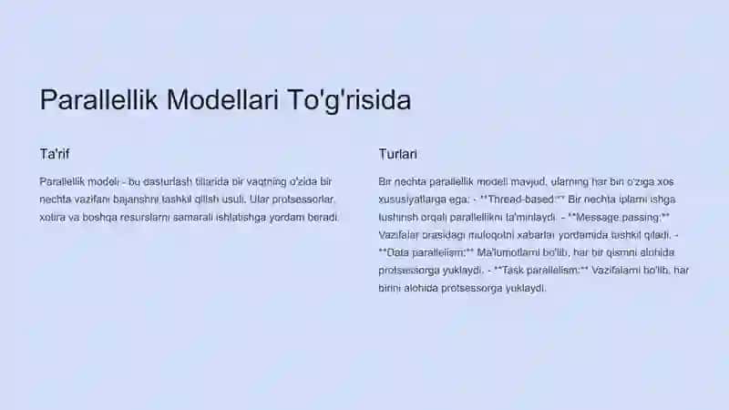 Parallellik Modellari 2