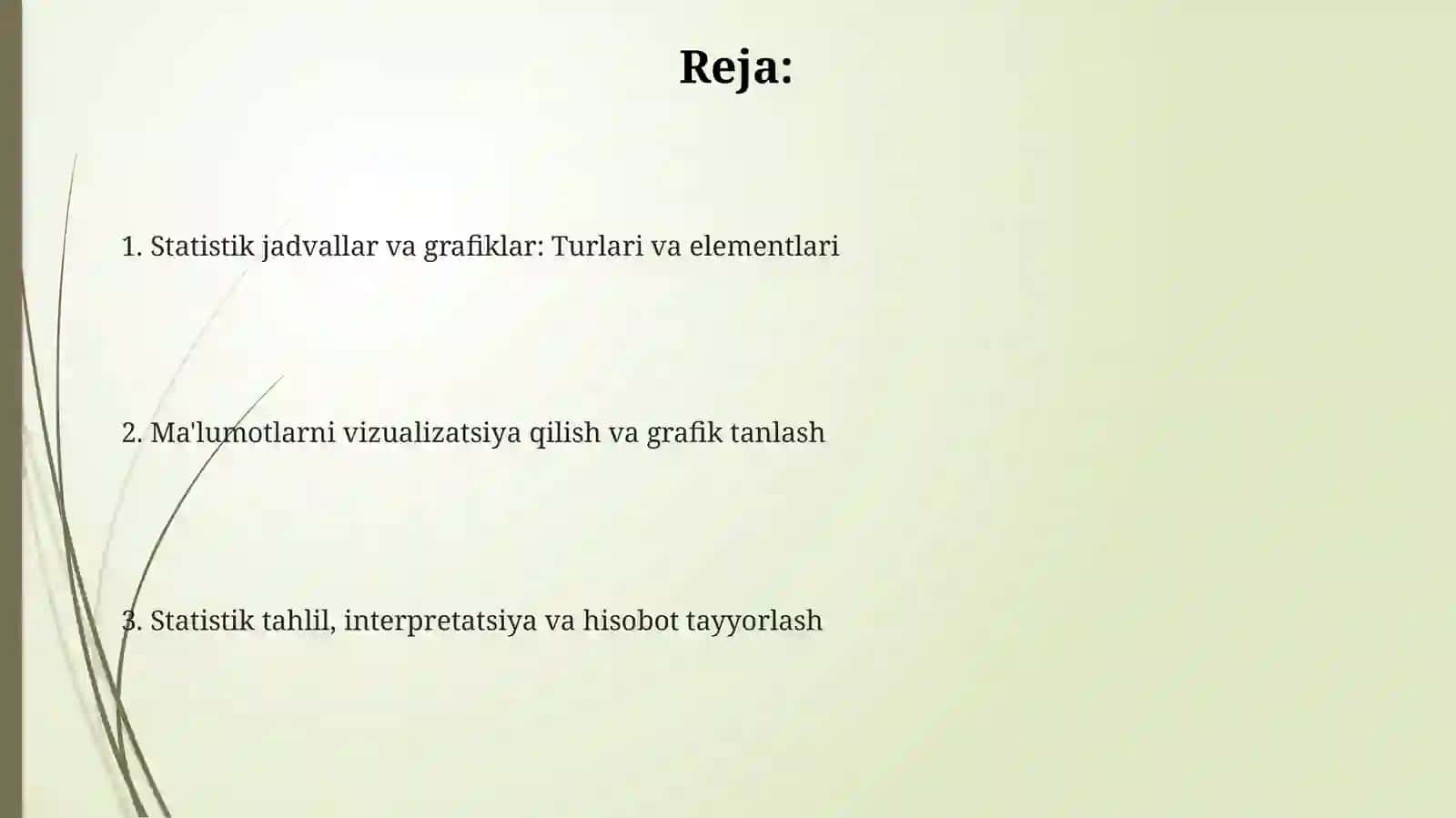 Statistik jadvallar va grafiklar bilan ishlash 2