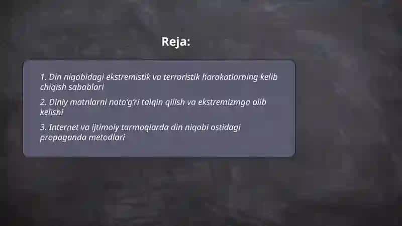 Din niqobidagi ekstremistik va terroristik harakatlar 2
