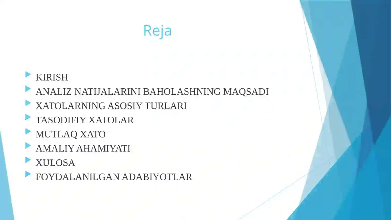 Analiz natijalarini baholash 2