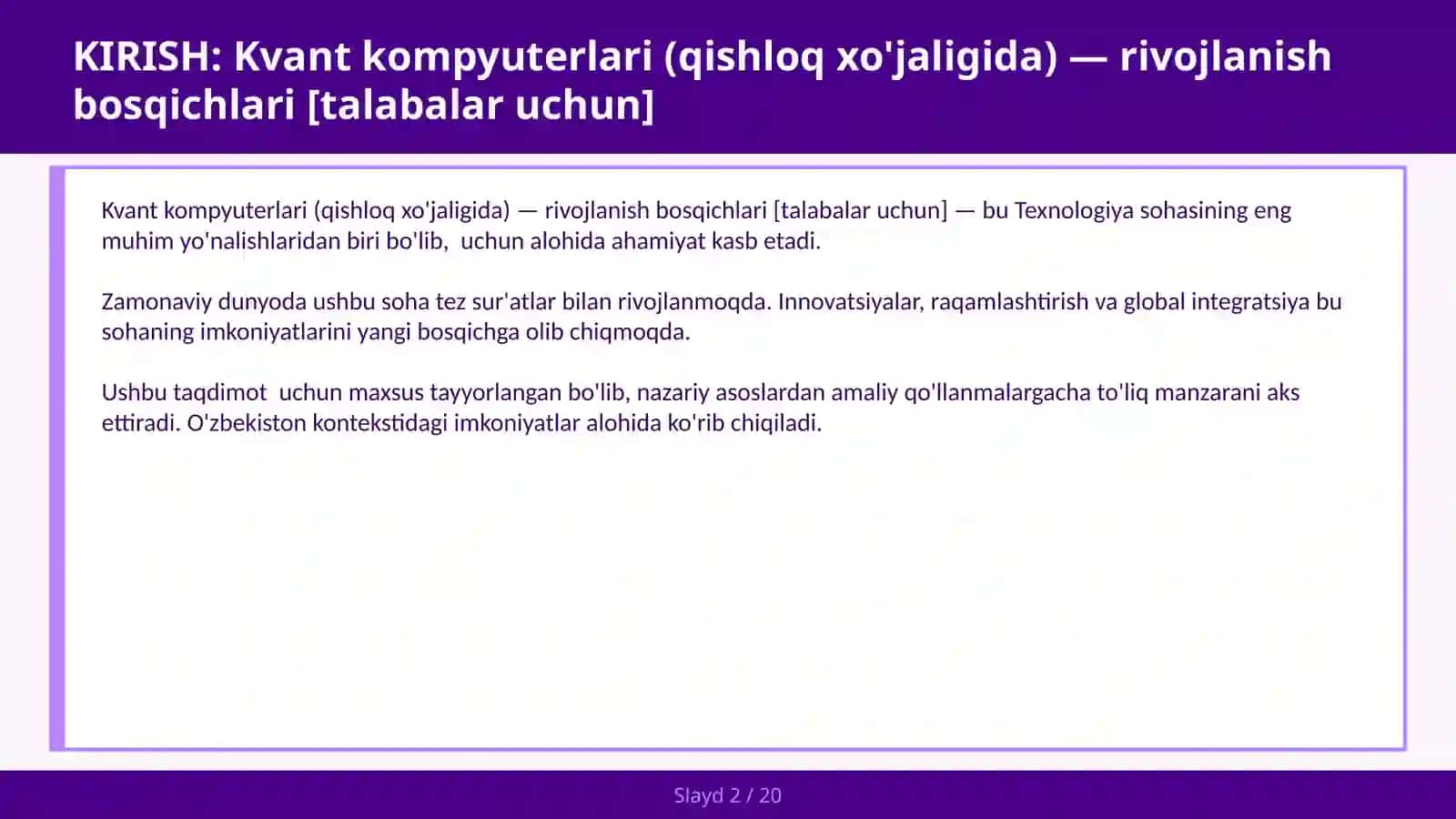 Kvant kompyuterlari (qishloq xo'jaligida) — rivojlanish bosqichlari [talabalar uchun] 2