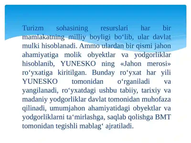 TURIZM SOHASINING RESURSLARI 2