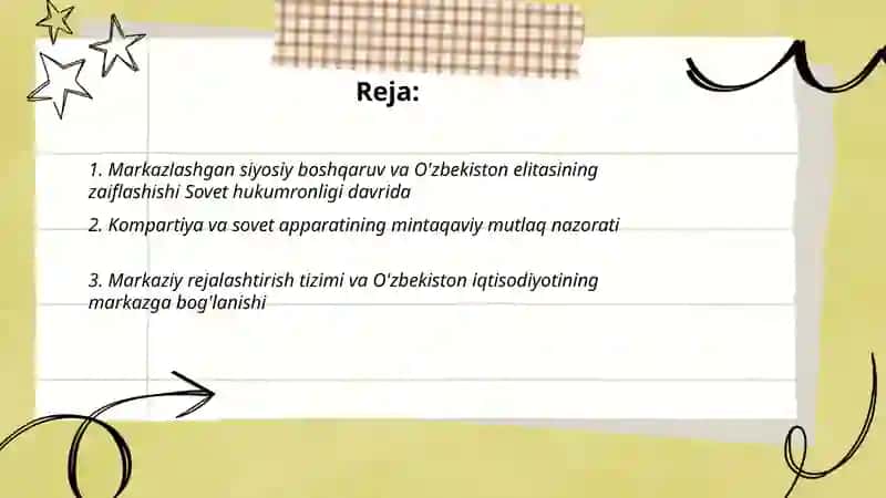 O'zbekistonning markazga ijtimoiy- siyosiy va iqtisodiy qaramligi va uning oqibatlari 2