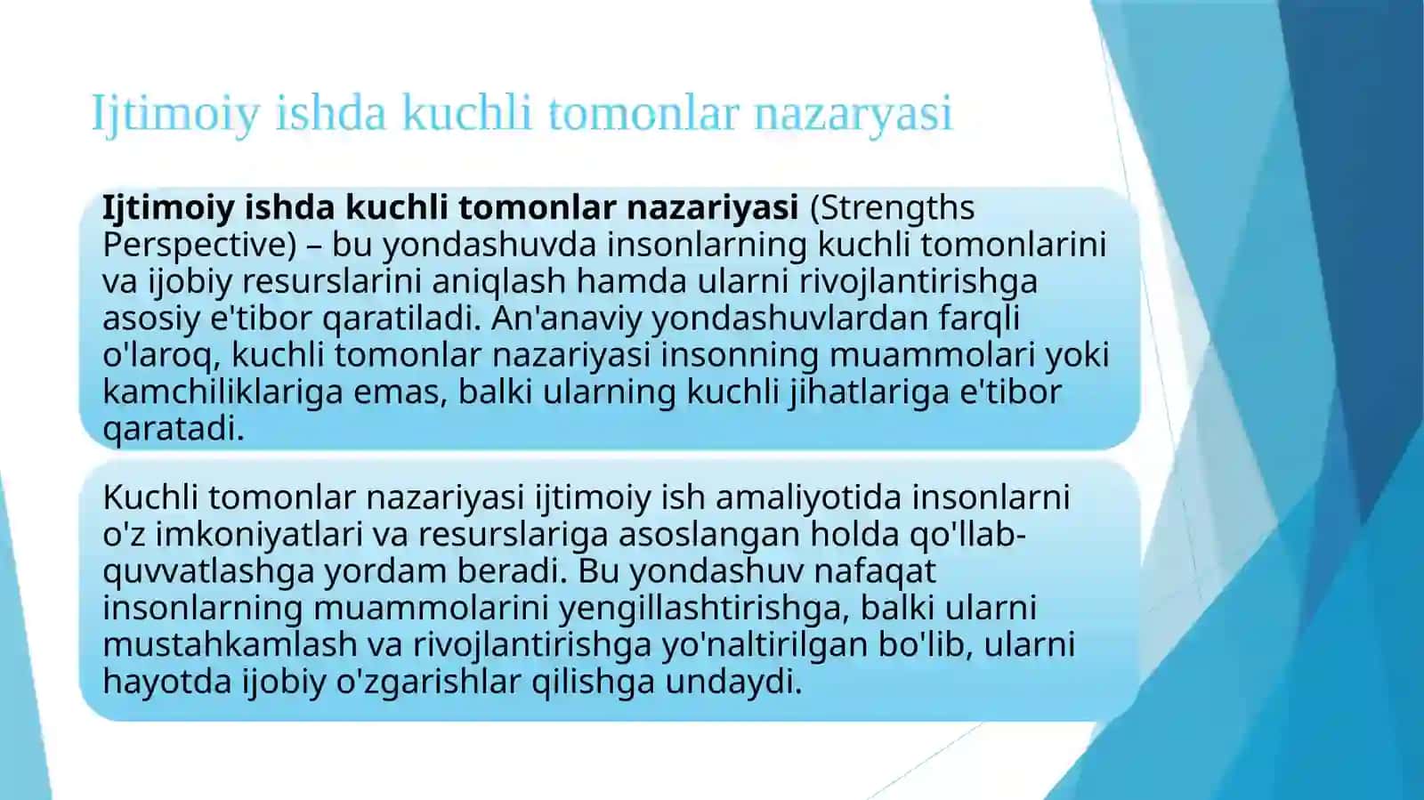 Ijtimoiy ishda kuchli tomonlar nazaryasi 2