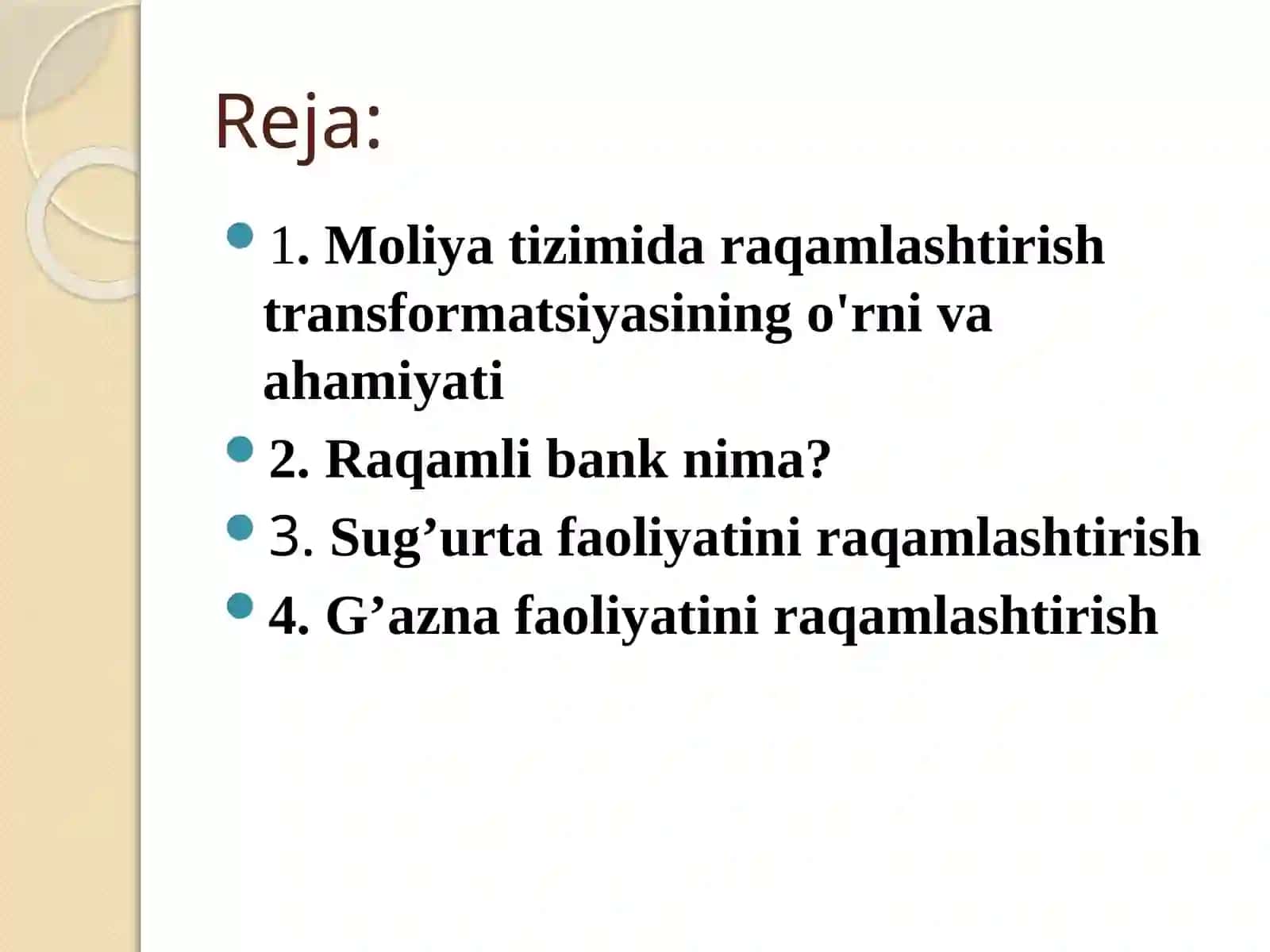 Moliya tizimida raqamlashtirish transformatsiyasining o'rni va ahamiyati 2