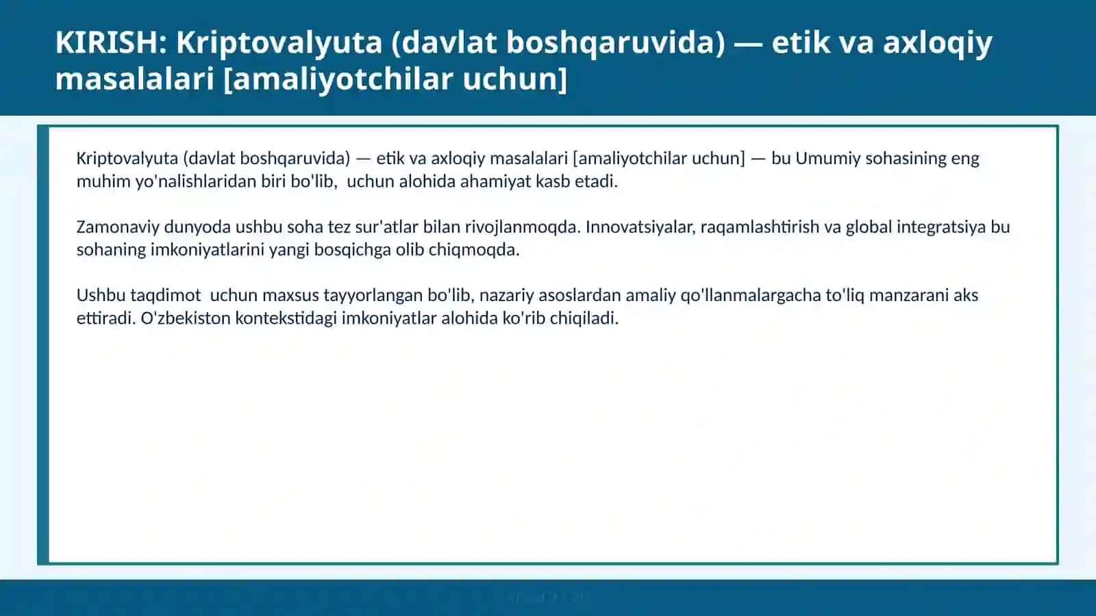 KRIPTOVALYUTA (DAVLAT BOSHQARUVIDA) — ETIK VA AXLOQIY MASALALARI [AMALIYOTCHILAR UCHUN] 2
