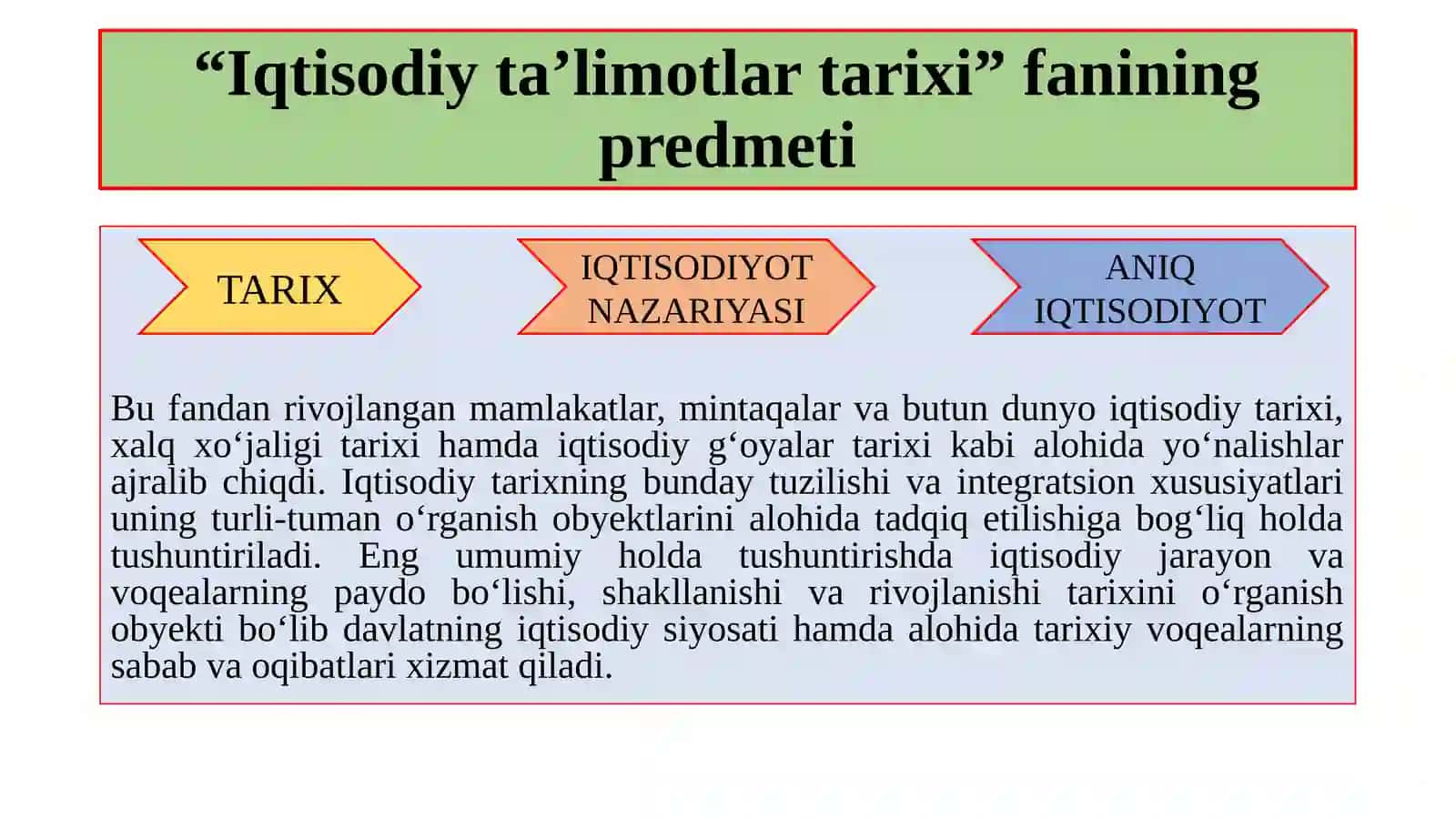 ITT predmeti va o‘rganish usullari. Qadimgi dunyo, feodal jamiyati iqtisodiy ta’limotlari 2