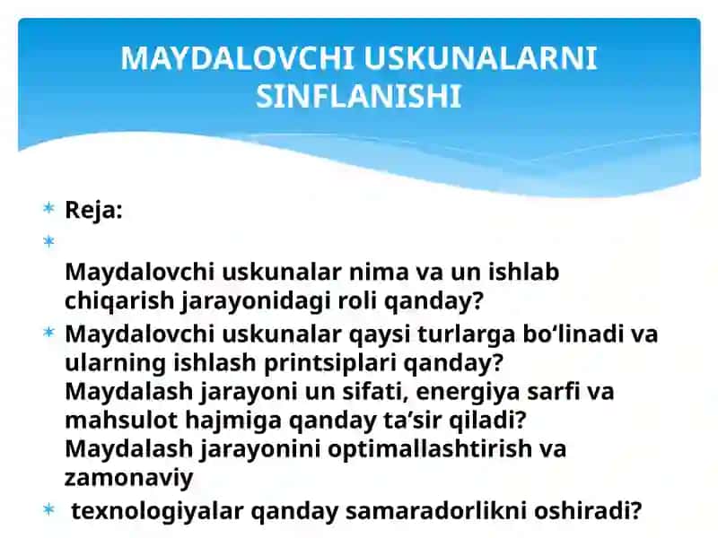 Maydalovchi uskunalar 2