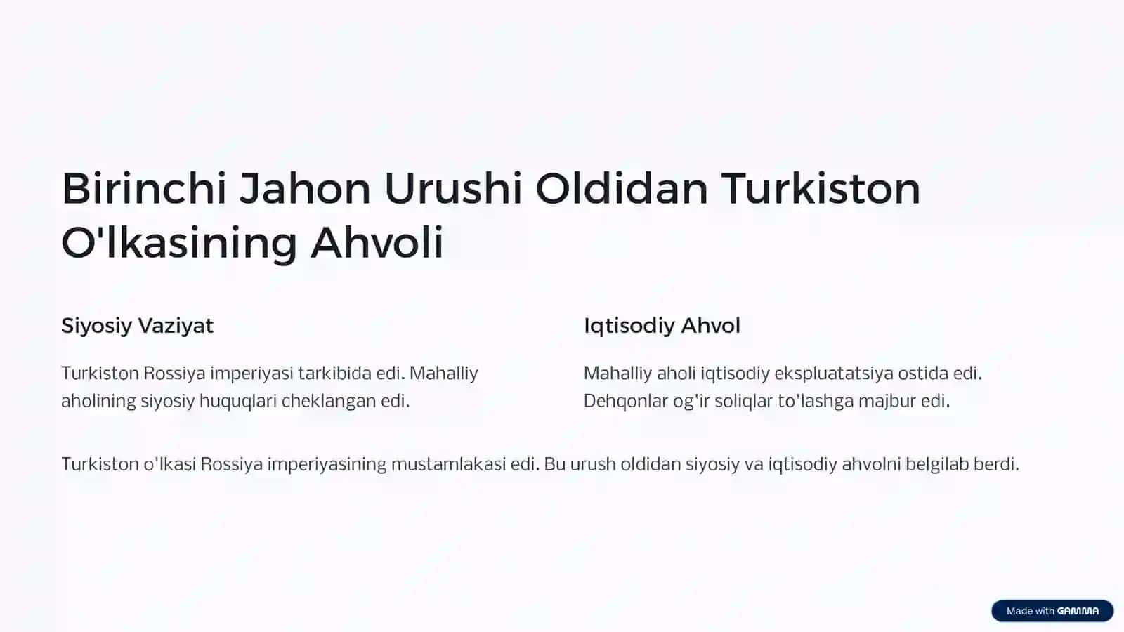 Birinchi Jahon Urushining Turkiston O'lkasiga Ta'siri va 1916-Yil Milliy Ozodlik Harakati 2