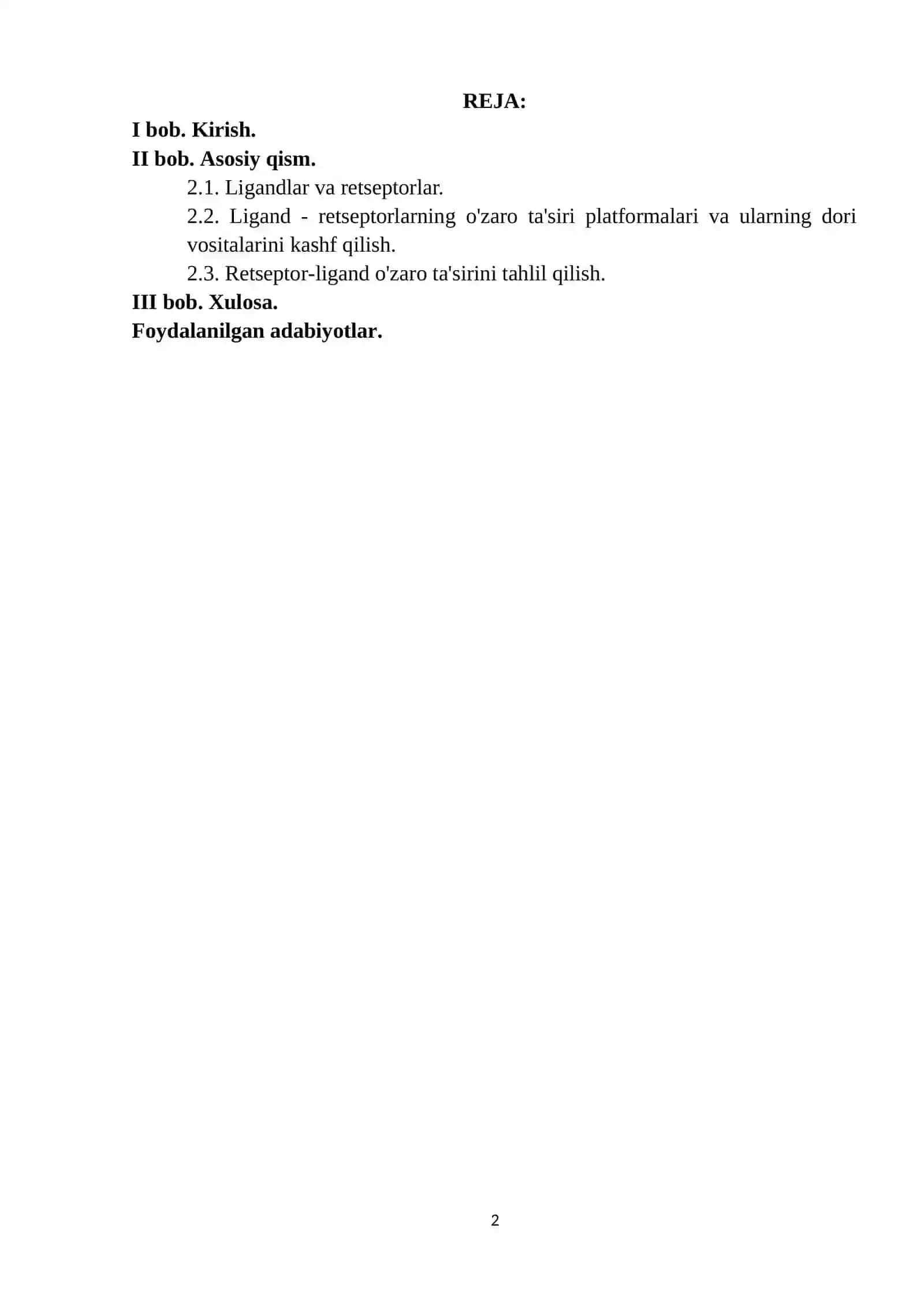 Ligand-retseptor bog`lanishlar uchun dasturlar 2