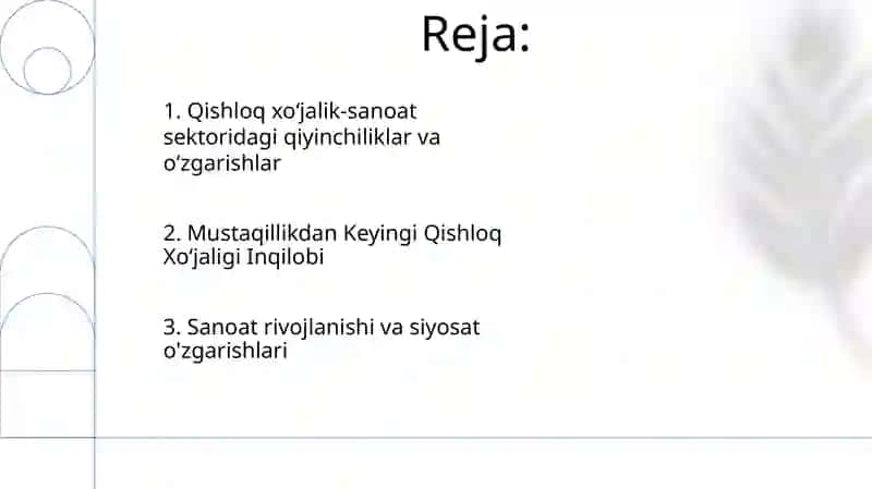 Qishloq xoʻjaligi va sanoat oʻzgarishi 2