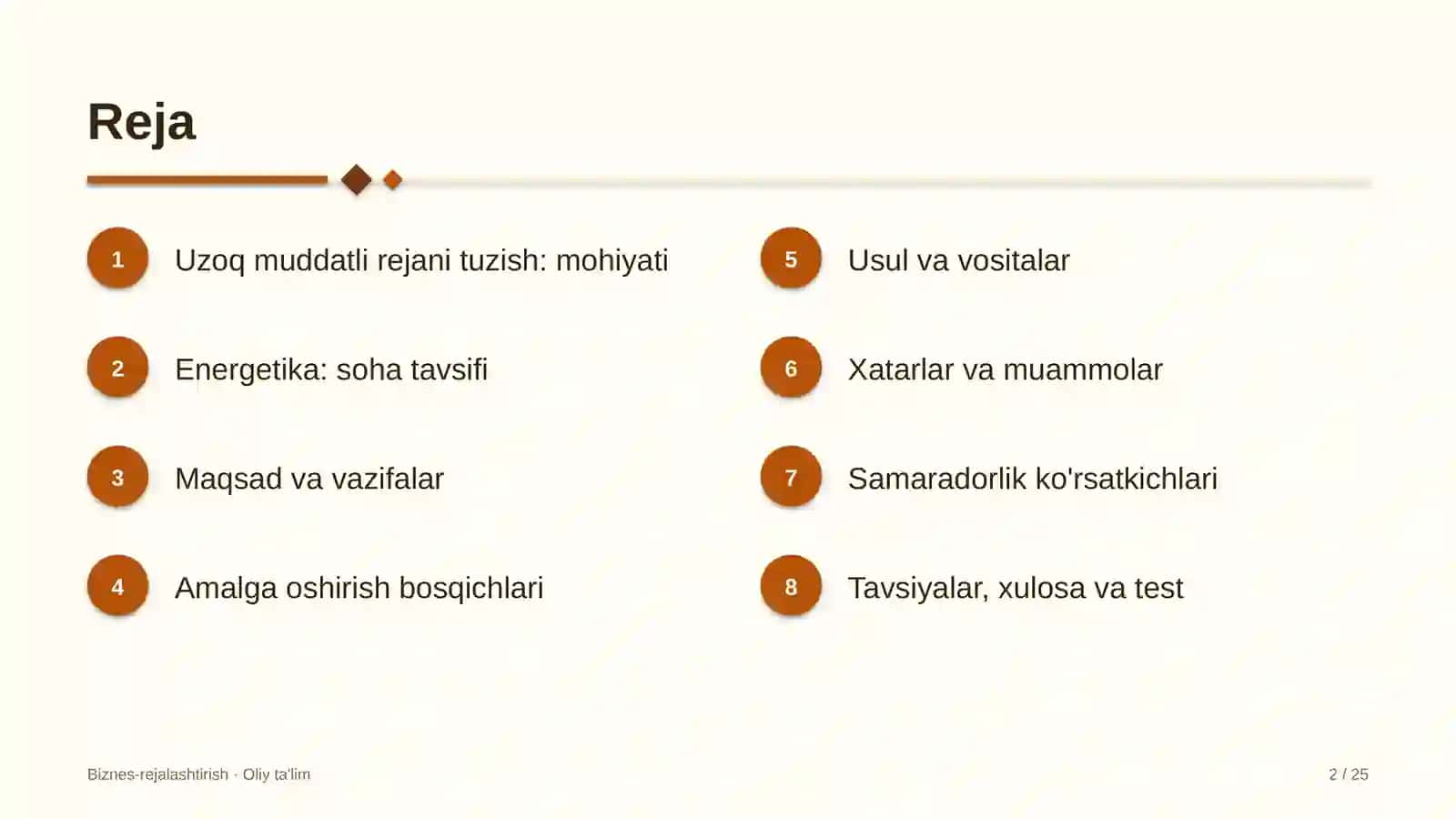 Energetikada uzoq muddatli rejani tuzish 2