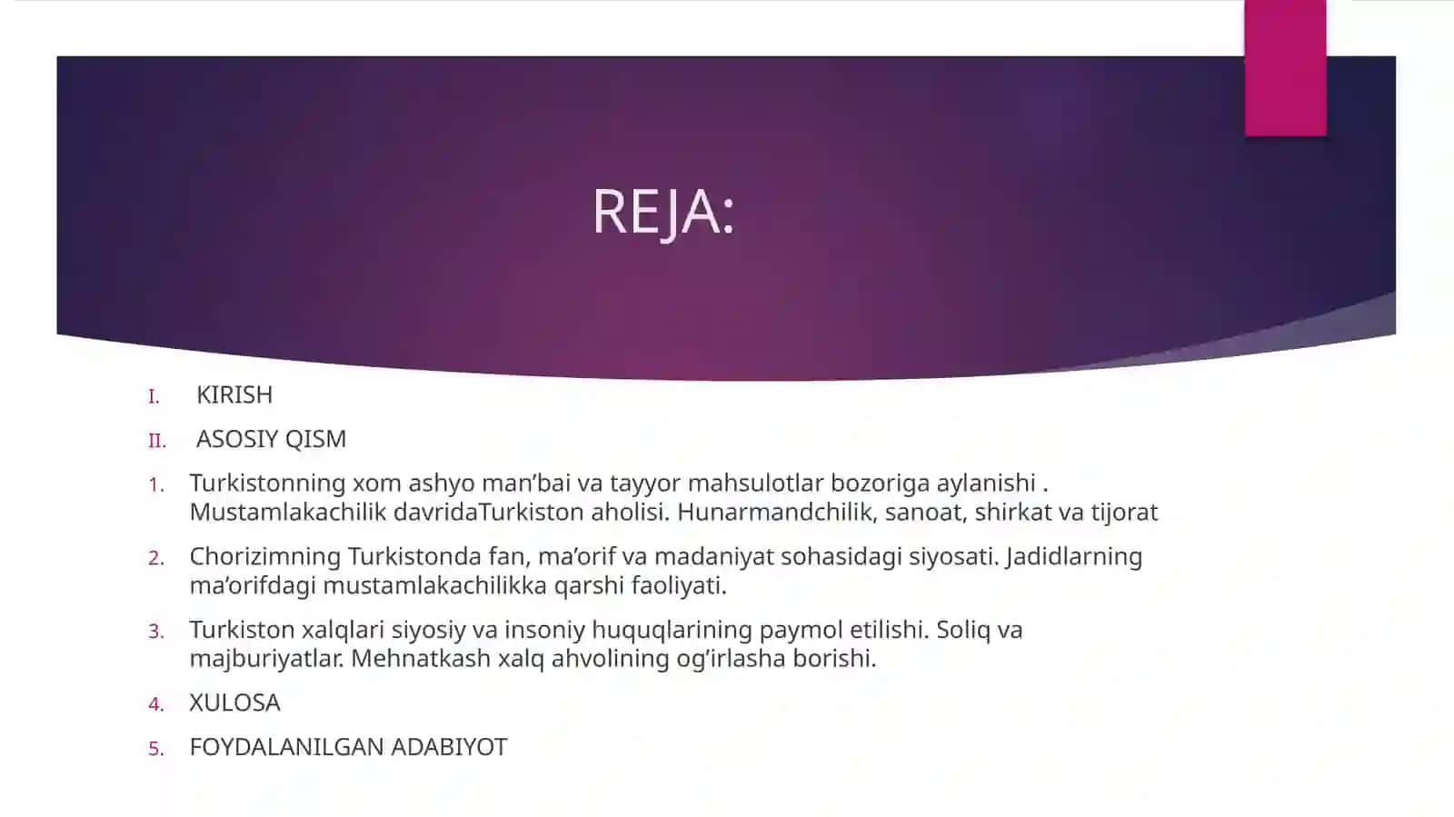 ROSSIYA TURKISTONNI IQTISODIY MA’NAVIY TUTQUNLIKDA TUTISH SIYOSATI UNING OQIBATLARI 2