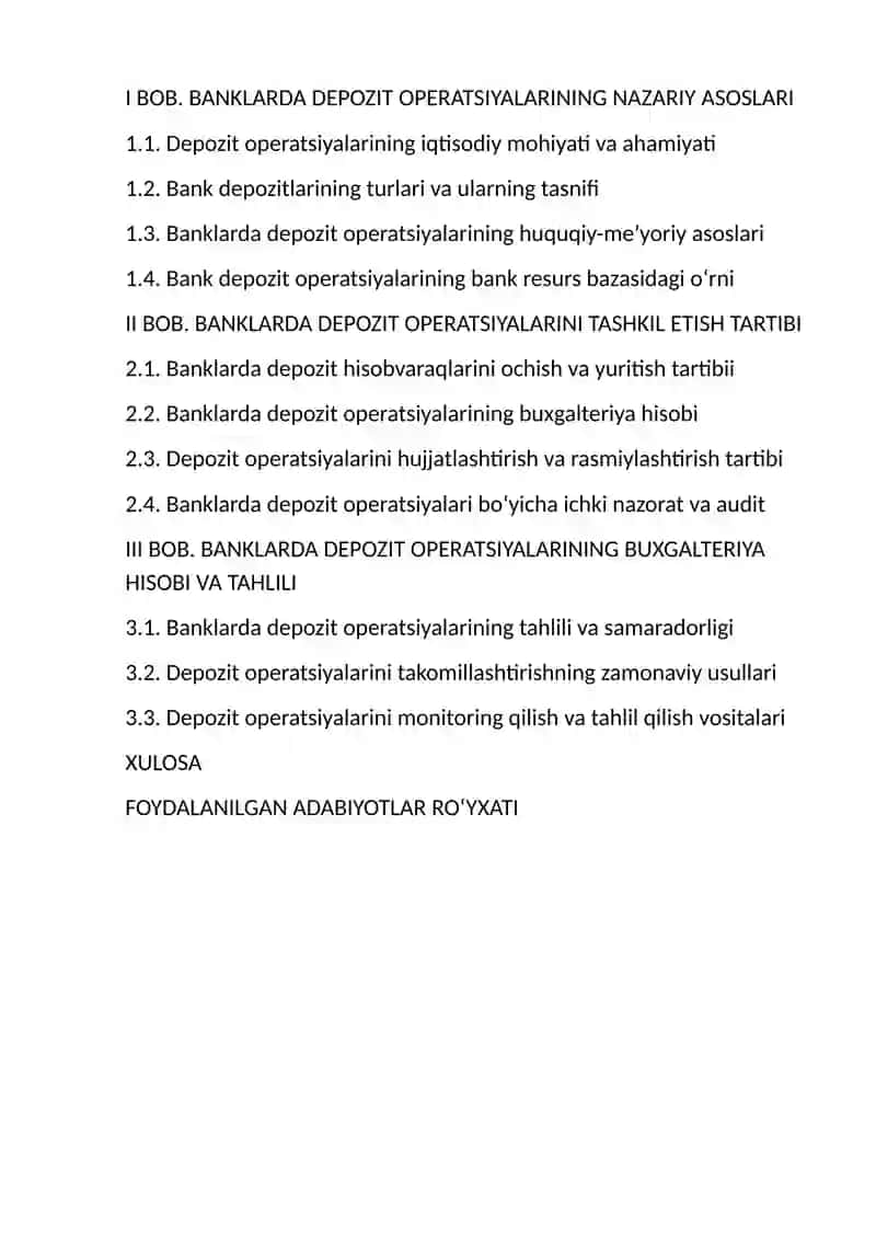 Banklarda depozit operatsiyalarining tashkil etilishi va hisobi 2