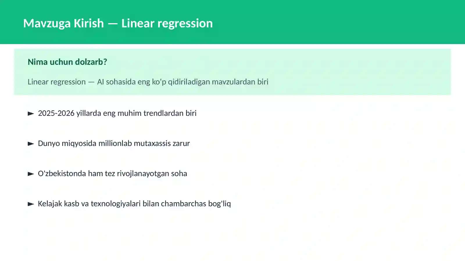 AI | MACHINE LEARNING ASOSLARI 2
