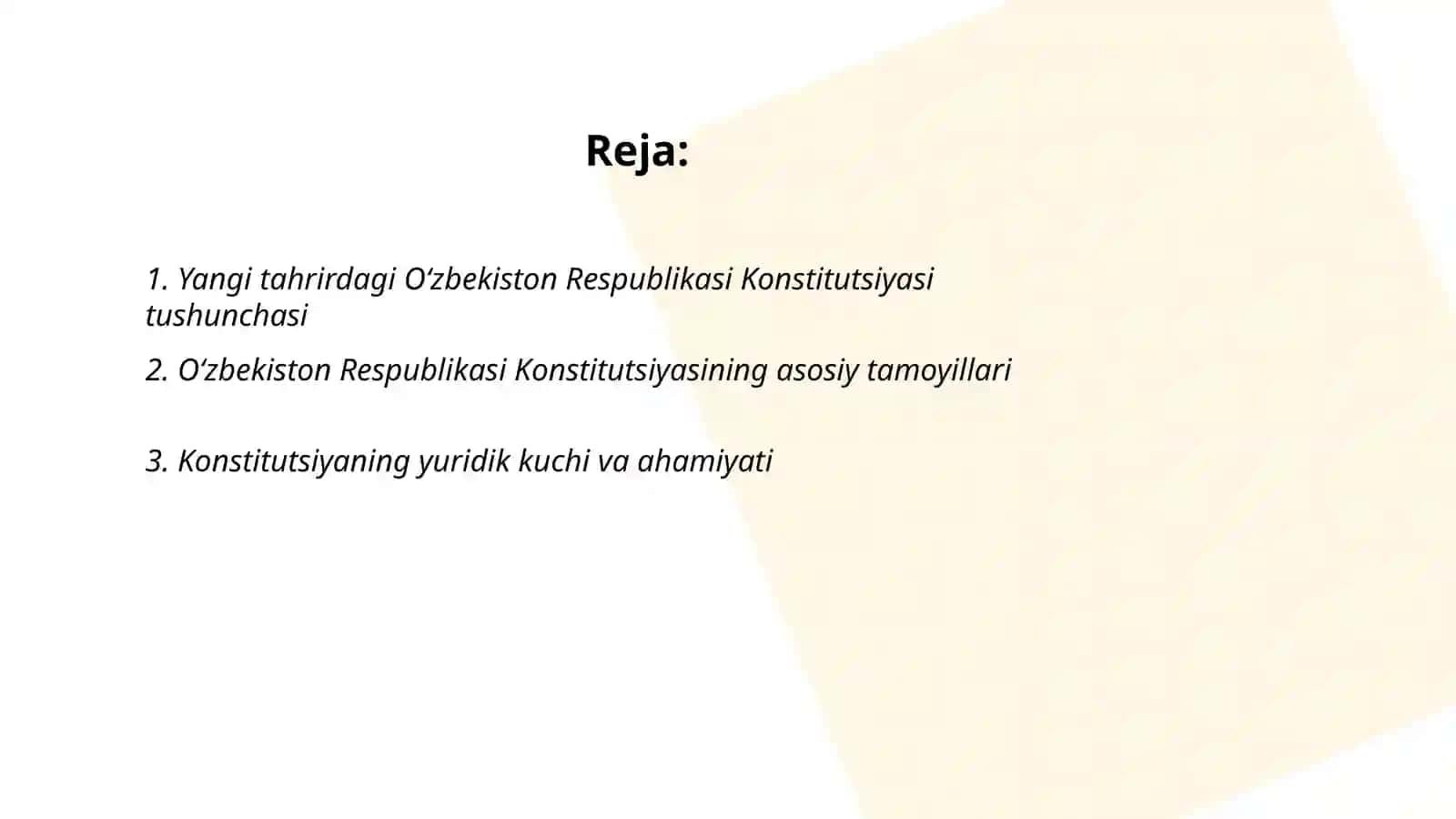 Yangi tahrirdagi Oʻzbekiston Respublikasi Konstitutsiyasiʼʼ kursi 2