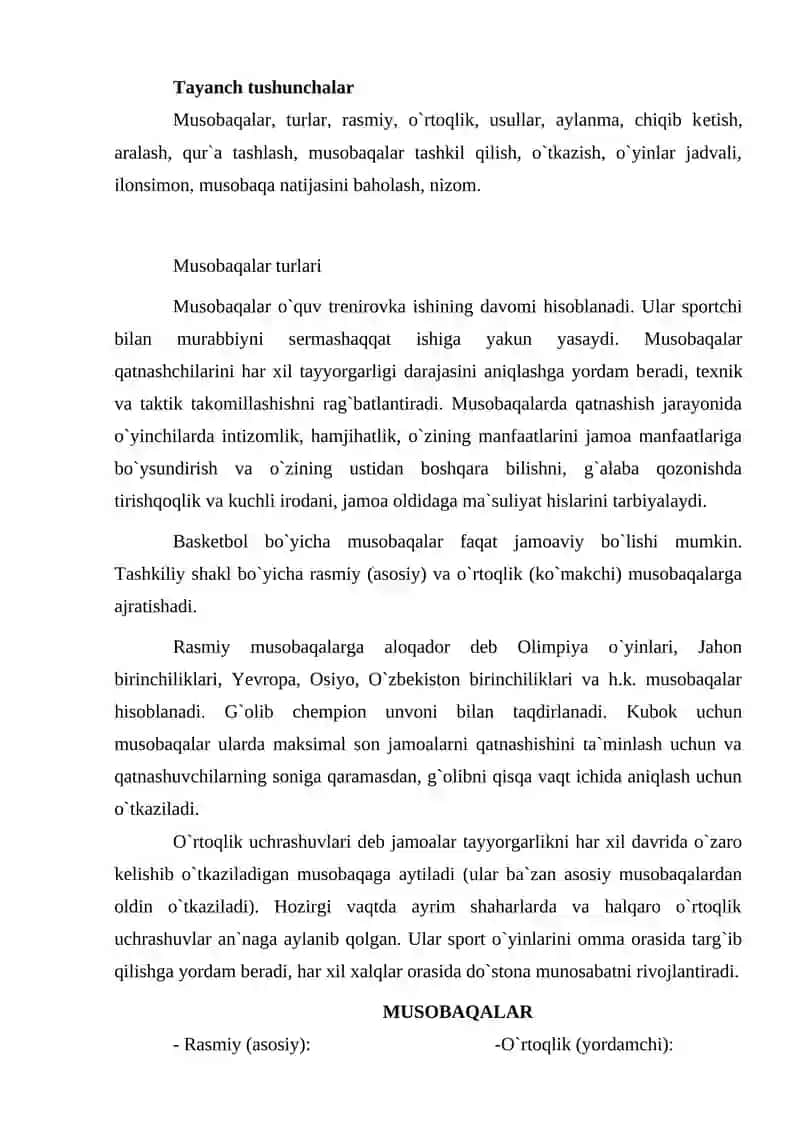 MUSOBAQALARNI TASHKIL QILISH VA O`TKAZISH 2