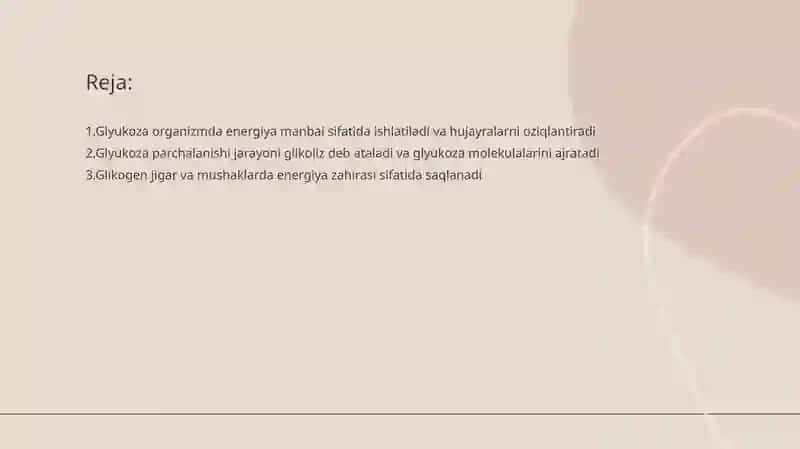 Karbonsuvlar almashinuvi va glyukozaning organizmda sarflanishi 2