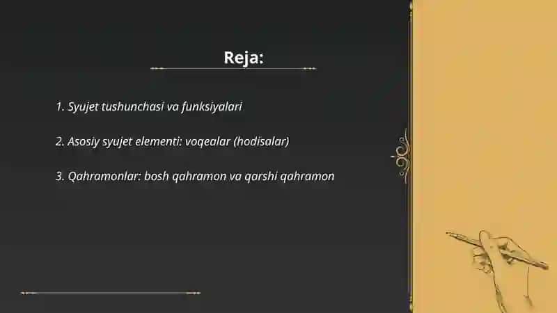 Syujet elementlari va syujetdan tashqari elementlar 2