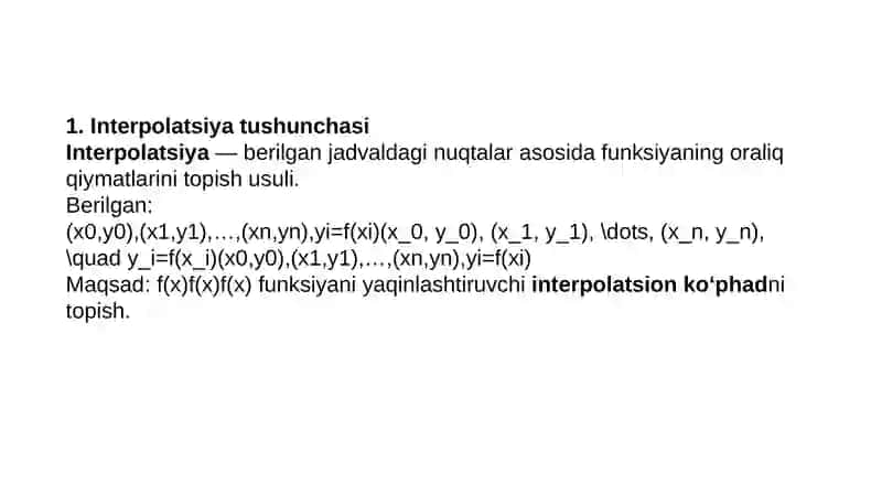 Interpolatsion formulalar 2