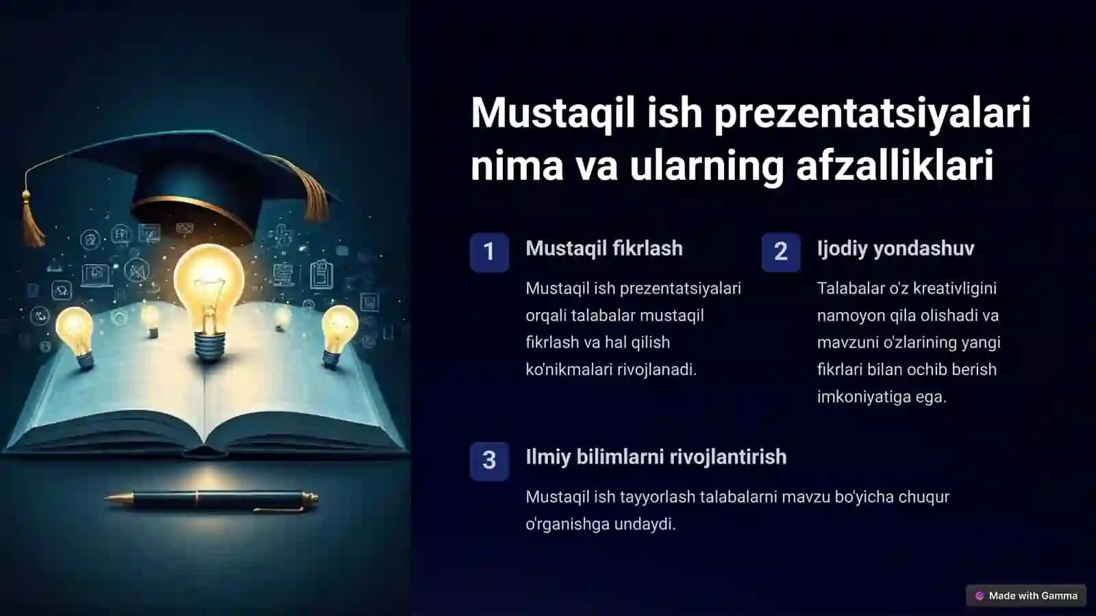 Mustaqil ish prezentatsiyalari 2